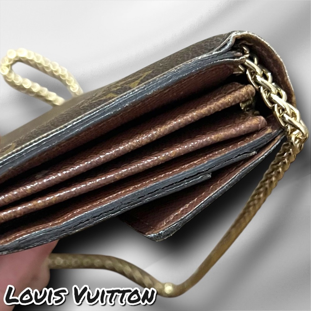Louis Vuitton Brown and Gold Wallet with off brand Chain - Picture 7 of 17